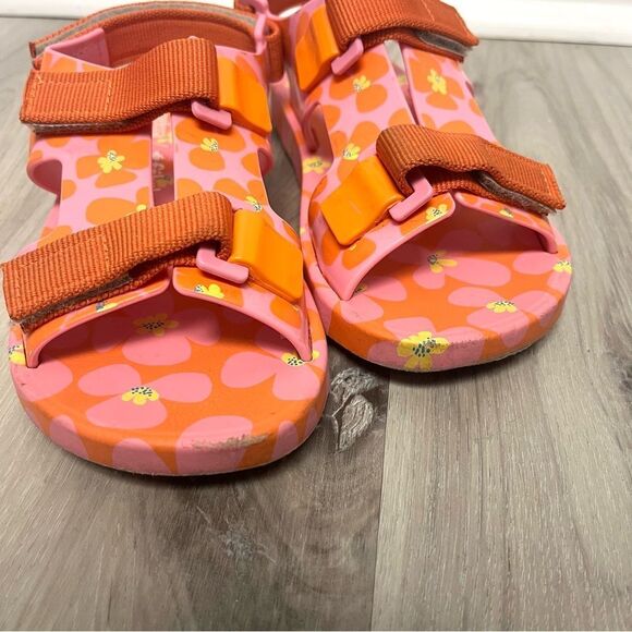 Mini Melissa Sandals Girls 3 Ping Pong Fabula Pink and Orange Floral Strappy - Picture 3 of 7